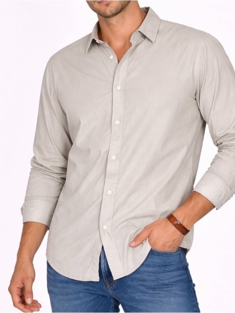 James Perse button up top light gray women's SZ 2 100% cotton FLAWED